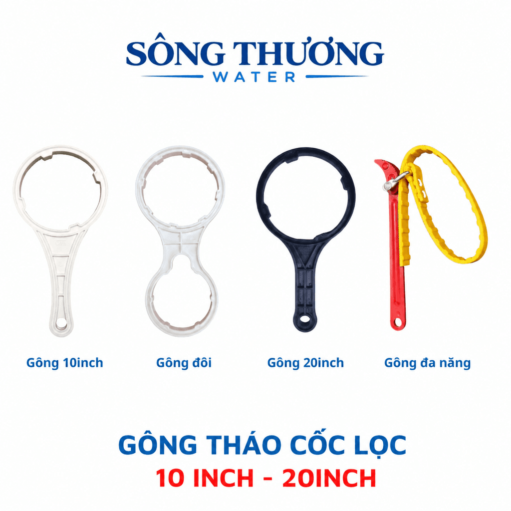 Tay gông vặn mở cốc lọc thô 123 kích cỡ 10 inch, 20 inch cho máy lọc nước RO (Bản sao)