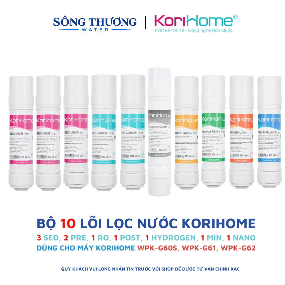 Trọn bộ lõi lọc nước Korihome 10 lõi cho máy WPK-G61, WPK-G6S,... 2,950,000 - ảnh 1