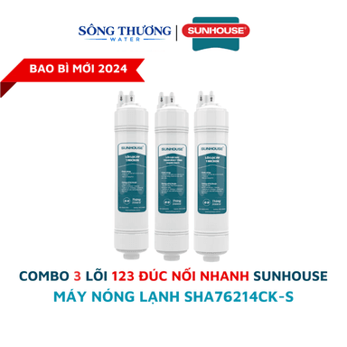 Bộ 3 lõi lọc thô đúc cắm nhanh dùng cho cây nước nóng lạnh Sunhouse model SHA76214CK-S