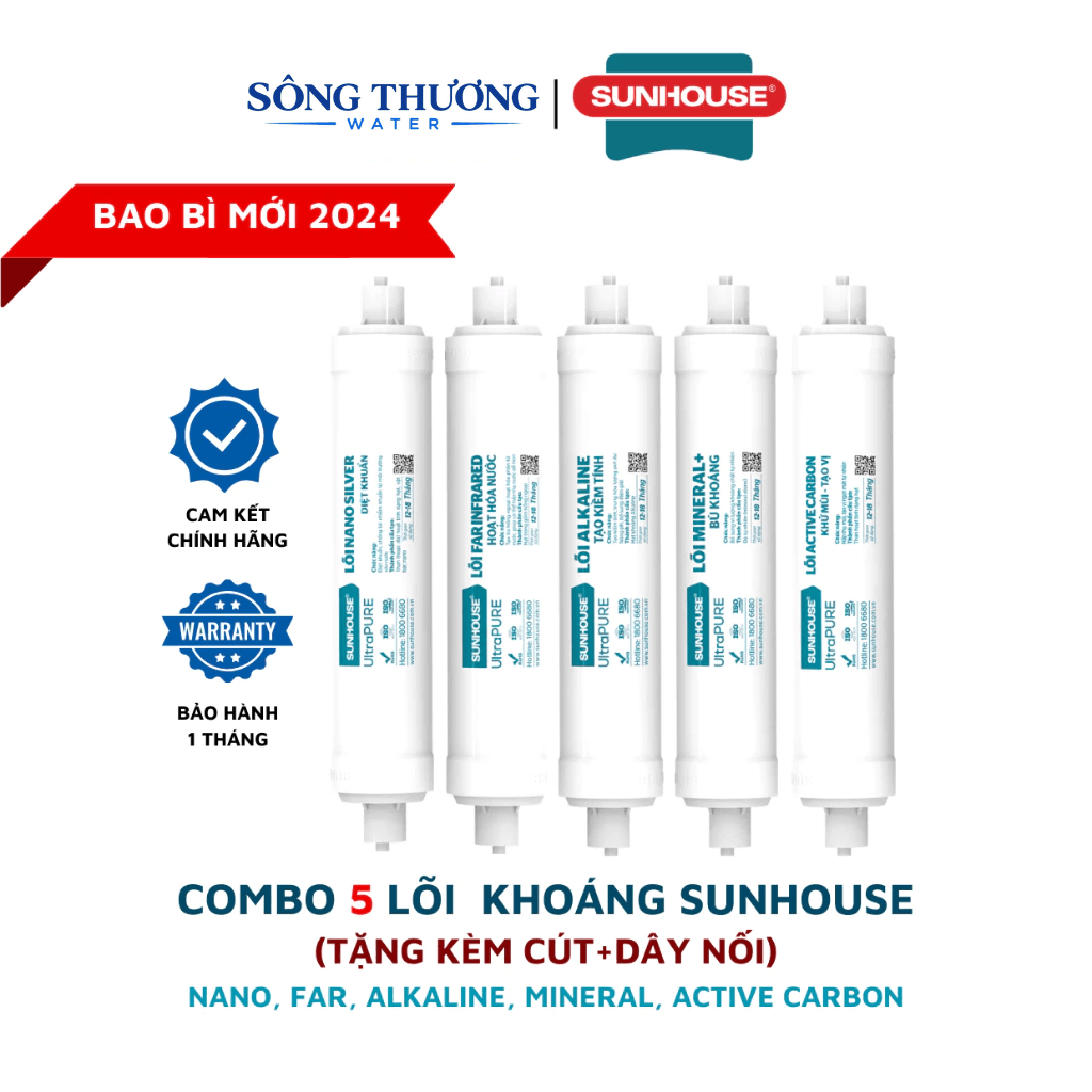 Combo 5 lõi lọc khoáng Sunhouse (Nano, Far, Alkaline, Mineral, Active Carbon) máy SHA76211CK, SHA76217CK, SHA8827K,... - ảnh 2