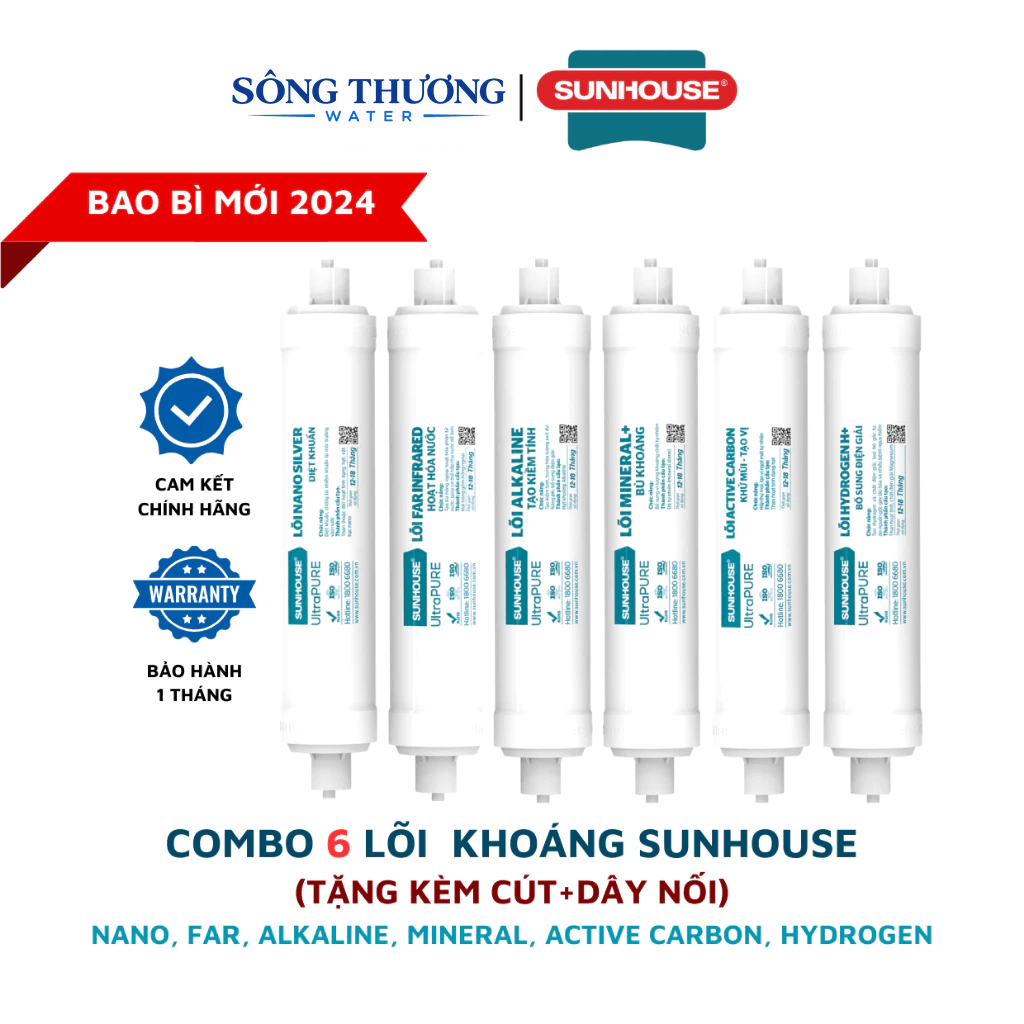 Combo 6 lõi lọc khoáng Sunhouse, lõi chức năng bổ sung khoáng, hỗ trợ cân bằng PH cho nước - ảnh 2