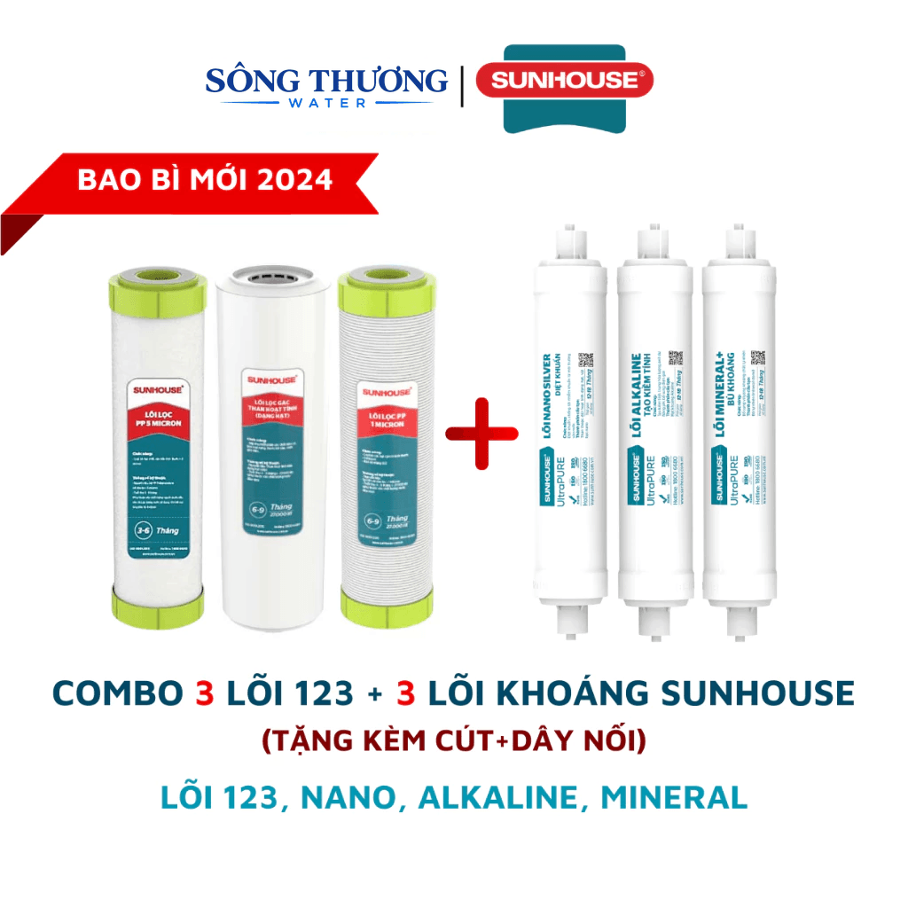 Combo 7 lõi lọc nước chính hãng cho model máy SUNHOUSE SHA8868K (123RONAM) - ảnh 5