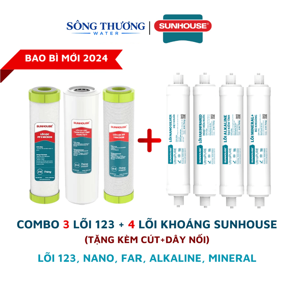 Combo 8 lõi lọc nước chính hãng cho máy Sunhouse sử dụng 8 cấp lọc máy ro - ảnh 4