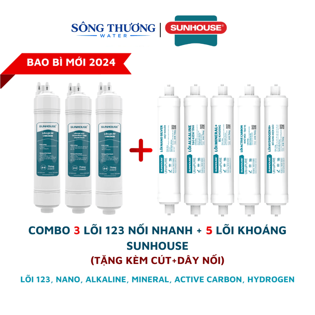 Trọn bộ 9 lõi lọc cho máy lọc nước RO nóng lạnh Slimbo SHA76214CK-S - ảnh 2