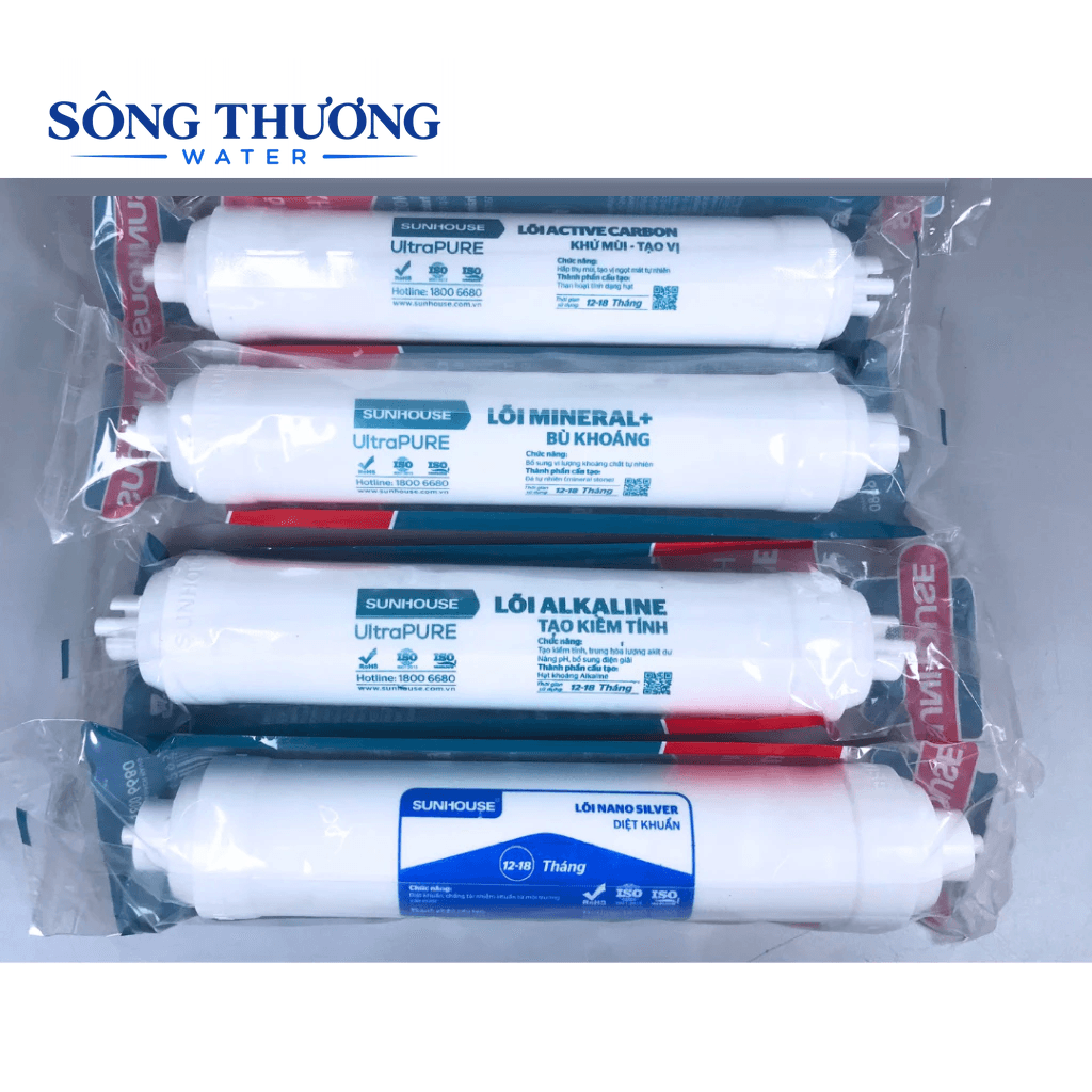 Trọn bộ 8 lõi lọc Sunhouse chính hãng dùng cho máy lọc nước SHA8858K,... (123, RO, Active, Min, Alkaline, Nano) - ảnh 3