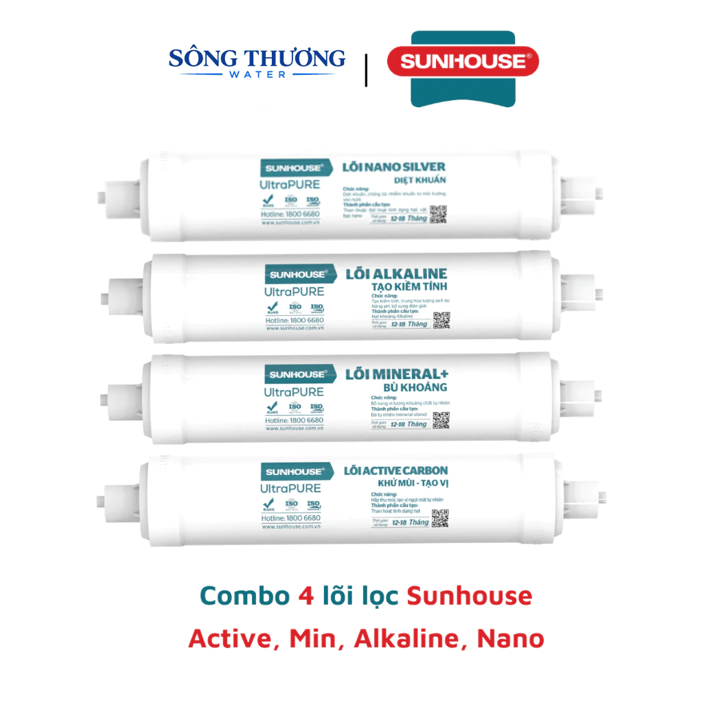 Trọn bộ 8 lõi lọc Sunhouse chính hãng dùng cho máy lọc nước SHA8858K,... (123, RO, Active, Min, Alkaline, Nano) - ảnh 4