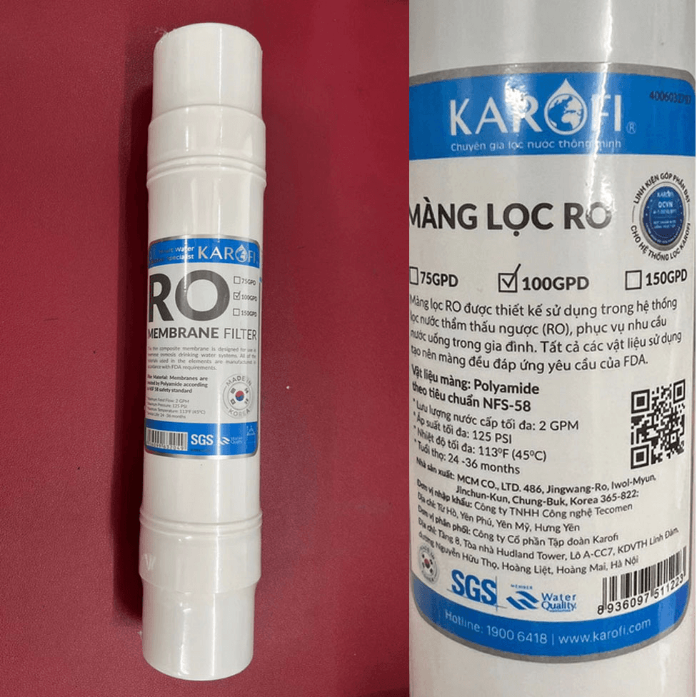 Màng RO MEMBRANE 100GDP Chính hãng KAROFI nhập khẩu Hàn Quốc Lõi số 4 Karofi - ảnh 3