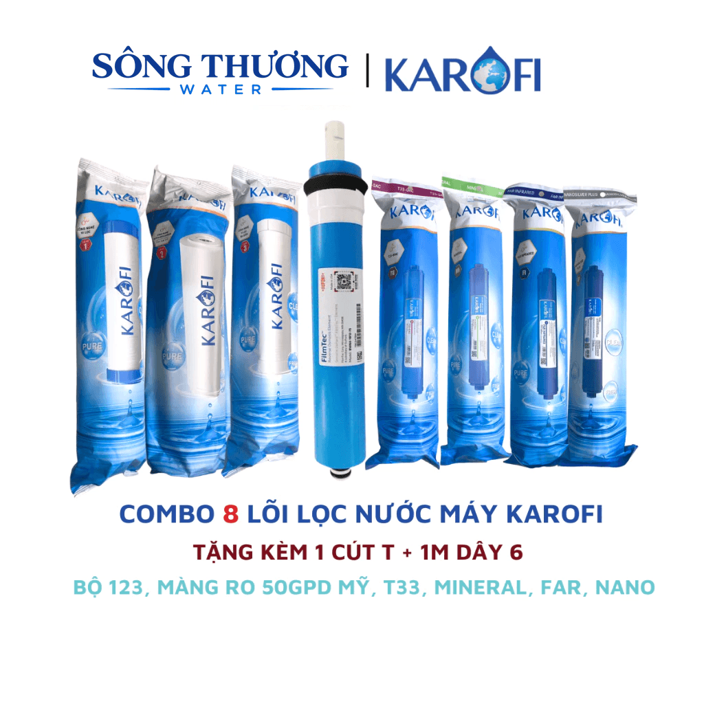 Trọn bộ Combo 8 lõi lọc nước Karofi chính hãng 12345678 - T33, Mineral, FarinFrared, Na - ảnh 1