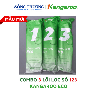 Combo 3 lõi lọc thô số 123 Kangaroo Eco (vỏ mới) lắp được cho máy lọc RO có 3 cốc lọc thô 10 inch - ảnh 1