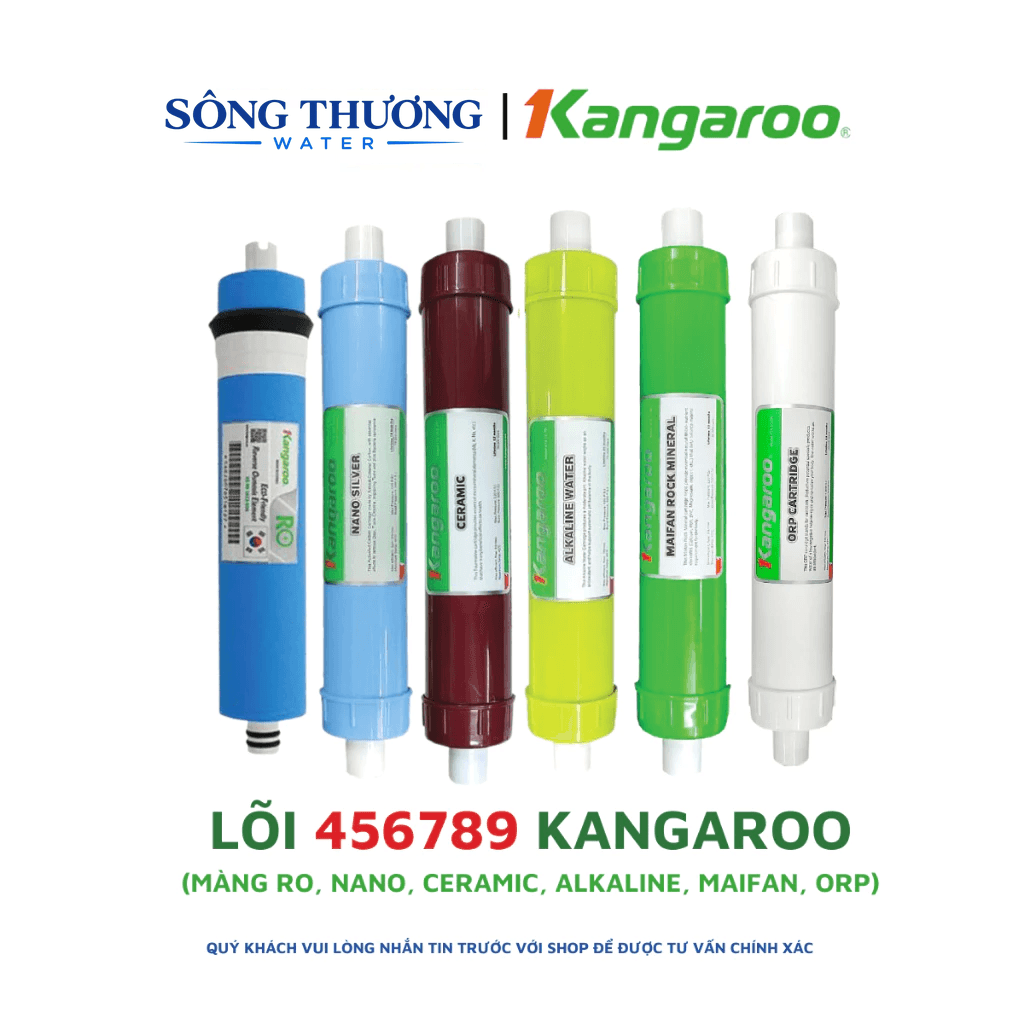 Combo 6 lõi lọc nước Kangaroo gồm màng RO + 5 lõi khoáng (nano, ceramic, alkaline, maifan, orp) - ảnh 1