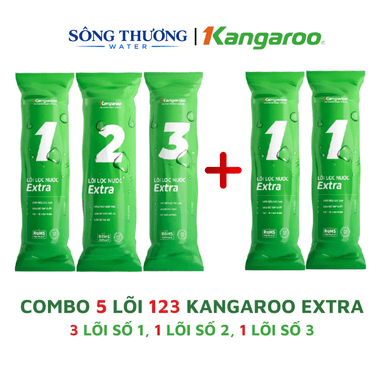 Bộ 5 lõi lọc nước Kangaroo chính hãng dùng cho máy lọc có 3 cốc lọc 10inch (Bộ lọc thô số 1,2,3 và 2 lõi 1) - ảnh 1