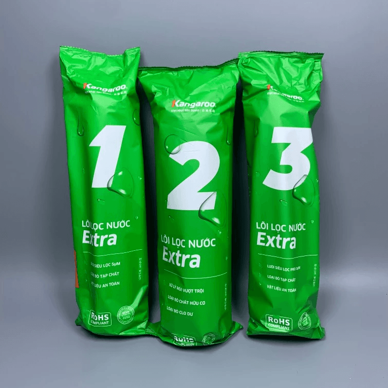 Bộ 5 lõi lọc nước Kangaroo chính hãng dùng cho máy lọc có 3 cốc lọc 10inch (Bộ lọc thô số 1,2,3 và 2 lõi 1) - ảnh 2