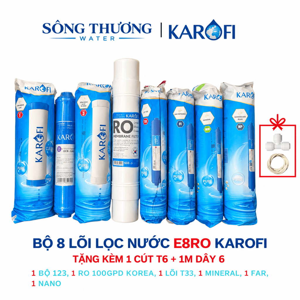 Bộ 8 lõi E8RO Karofi - tặng 1 cút T6 + 1m dây 6