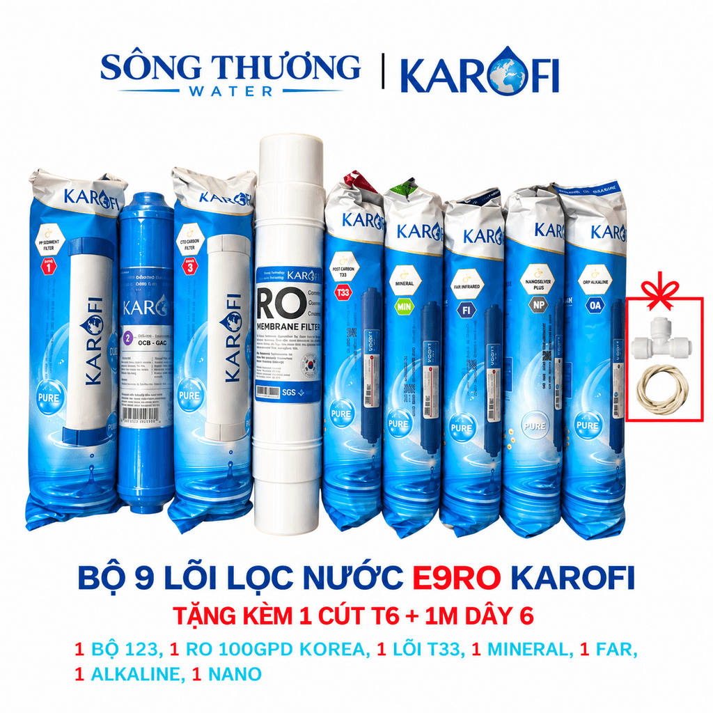 Bộ 9 lõi E9RO Karofi - tặng 1 cút T6 + 1m dây 6
