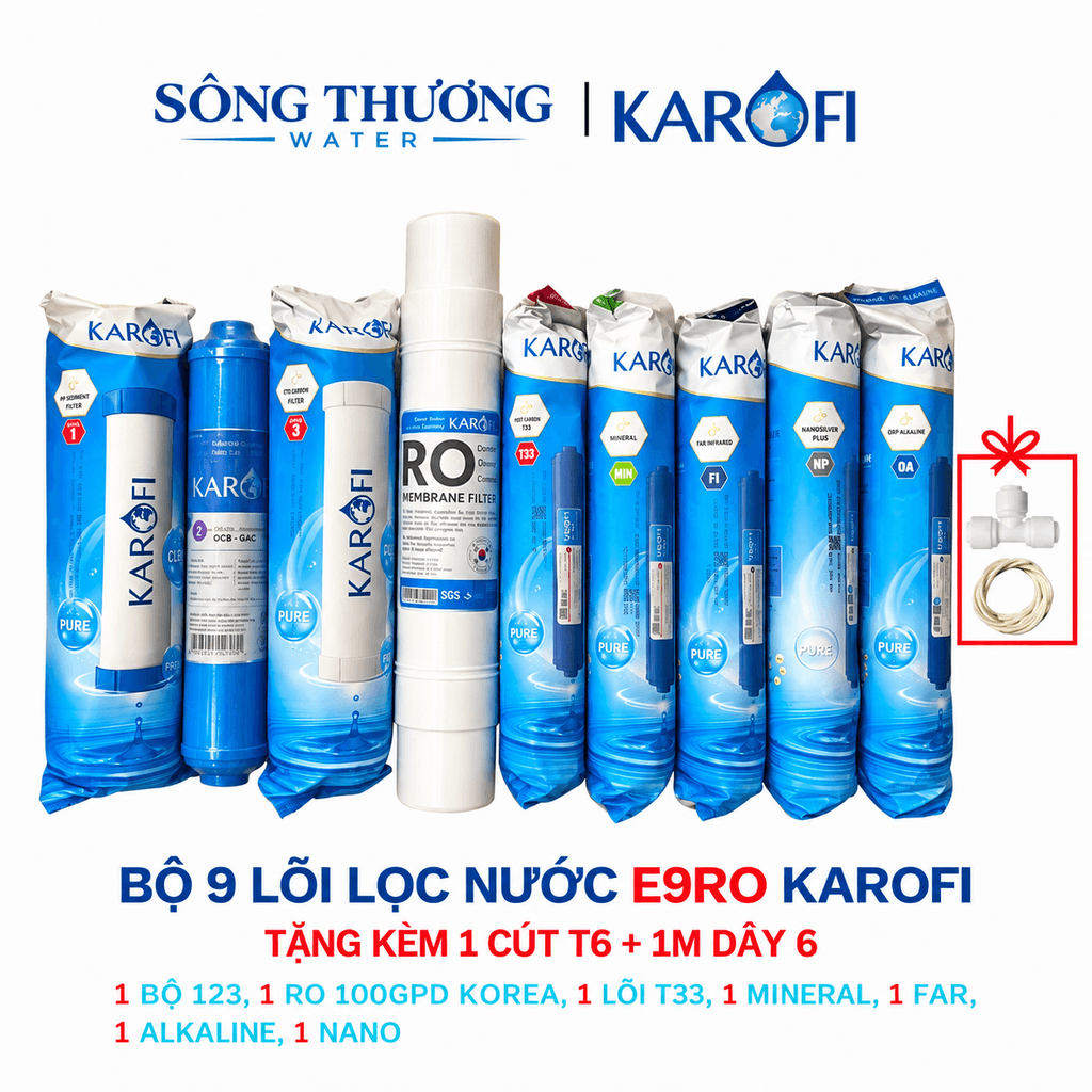 Bộ 9 lõi E9RO Karofi - tặng 1 cút T6 + 1m dây 6